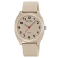 Beige quartz watch featuring a comfortable silicone strap, large readable dial, and clear numbers. - Apricot