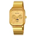 SKMEI mens square quartz watch luxury gold metal strap multi-function chronograph wristwatch - Gold Case Gold Dial