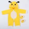 Schattig geel bijenontwerp poppenromper detail, zachte pluche stof met passende schoentjes. - Gele Bij Stijl (Q18-1043)