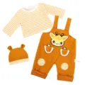 ensemble vetement poupee 43cm haut raye salopette chapeau design girafe mignon vetement - Style Girafe Jaune / Convient aux Poupées de Quarante-Trois Centimètres
