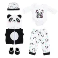 Detailed view of the 18-inch doll winter panda plush clothing set, featuring soft cute design. - Panda Style (Q18-1040)