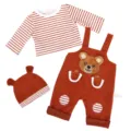 Ensemble de vêtements de poupée 43cm 18 pouces haut rayé salopette chapeau ours mignon - Style Ours Brun / Convient aux Poupées de Quarante-Trois Centimètres