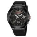 Montre de sport numérique à quartz étanche multifonction pour homme SKMEI en caoutchouc - Noir (Écran Noir)