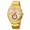 Men gold quartz watch stainless steel strap luxury chronograph waterproof watch. - Gold Case Silver Dial