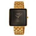 Luxury gold square quartz watch for men with unique metal strap and sleek black dial design. - Gold Black Face