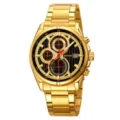 Men Gold Quartz Watch Stainless Steel Business Chronograph Waterproof Wristwatch - Gold Case Black Dial