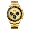 SKMEI men gold digital quartz watch stainless steel strap luxury chronograph wrist watch. - Gold Case Gold Dial