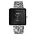 Mens Square Quartz Watch Retro Black Dial Silver Metal Bracelet Casual Business Wristwatch - Silver Black Face