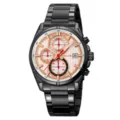 SKMEI Men Stainless Steel Quartz Watch Black Band Rose Gold Dial Luxury Chronograph Wristwatch - Black Case Silver Dial