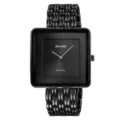 SKMEI minimalist square retro men's watch with stylish black dial and unique metal strap. - Black Black