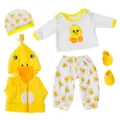 Cute yellow duck doll clothes set for 18 inch 45cm dolls, detailed view features nice fabric. - Yellow Duck 5-Piece Set / Yellow