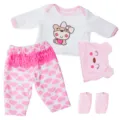Cute 18 inch doll clothes set, cartoon bear top, heart print pants, hat and socks. - Deer and Bear 4-Piece Set / Pink
