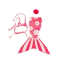 Rosa Meerjungfrau Kostüm Set für 18 Zoll Puppen inklusive Bikini und Blumenschmuck Haarklammer. - Set / Für 18 Puppe / Rosarotes Blumen-Meerjungfrau