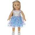 18 inch doll clothes set, cute blue butterfly mesh dress and silver top for 45cm dolls. - Blue Nightdress / 18-Inch Doll Clothes