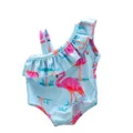 Cute flamingo print one-piece swimsuit for 45cm American girl doll summer wear clothes - Light Blue Pink Flamingo Style (Q18-408)