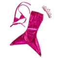 18 pouces poupée sirène costume ensemble avec haut de bikini brillant et couronne accessoire - 18 Pouces / Style Sirène Paillettes Fuchsia (Q18-391-01)