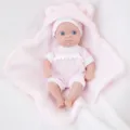 8 inch vinyl reborn baby doll with cute bear ear hat and pink outfit for kids toy gift - Pink Bear Blanket Style