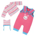 43cm doll clothes set striped top hat overalls cute rabbit outfit for baby doll accessories - Striped Overalls Three-Piece Set (Q18-1002) / 43CM Specification