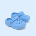 Primo piano dettagliato di simpatici mini zoccoli azzurri, perfetti per fai da te e animali. - Celeste