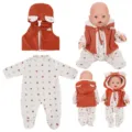 43cm doll clothes set autumn winter hooded vest romper cute bear ears outfit accessories - Orange Waffle Vest Romper Set (Q18-985)