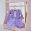 Cute 18-22 inch reborn doll clothes purple cardigan shiny top butterfly tulle dress set - Q22-045 Outfit / 18-22 Inch Universal