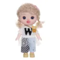 9-inch vinyl fashion doll movable joints curly blonde hair cute dress up toy gift for girls - White T-Shirt Patchwork Pants Bear Bag (ST-Q9M-003)