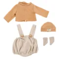 Doll clothes set 43cm brown long sleeve top and houndstooth overalls cute outfit - Houndstooth Overalls Set (Q18-987)