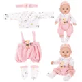43cm Baby Doll Clothes Set Pink Corduroy Overalls Long Sleeve Top Socks Headband - Pink Corduroy Overalls Set (Q18-988)