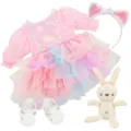 18-22 inch reborn doll clothes set pink fluffy dress headband shoes toy cute baby doll outfit - Q22-051 Outfit / 18-22 Inch Universal