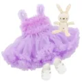 Purple reborn doll dress set with tutu skirt, cute bunny toy and white shoes for 18-22 inch dolls - Q22-050 Outfit / 18-22 Inch Universal
