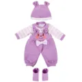 18 inch doll clothes winter plush cartoon overall set cute hat and socks for doll accessories - Purple Striped Animal Style (Q18-1046)