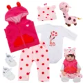 Reborn doll clothes set 18-22 inch cute pink vest polka dot pants outfit for baby dolls - Q22-074 Outfit / 18-22 Inch Universal