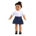 18 inch doll clothes white t-shirt blue denim skirt outfit set for American girl doll toys - White Denim