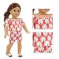 Vetement poupee 18 pouces ensemble mignon haut et short rouge imprime pour poupee americaine - Style De Tenue À Motif D'Arbre Abstrait / Convient Pour 18 Pouces