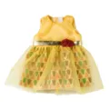 Schönes gelbes Puppenkleid mit goldenem Gürtel und Baummotiv, perfekt für Puppen. - 43cm / Kleid Und Stirnband Set (Q18-204) / Gelb