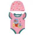 43cm doll clothes summer cute cartoon swimsuit and matching hat set for fashion doll toys - Pink One-Piece Swimsuit & Hat (Q18-953) / Suitable for 43CM Dolls
