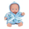 5.5 inch mini baby doll with blue white plaid hooded bathrobe and cute bow for kids gift. - Blue And White Grid Bathrobe Style(ST-Q5-007A) / 14cm Doll / Blue & White Plaid