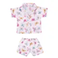 Pink butterfly print doll pajama set, detailed view of short-sleeve top and shorts. - Pink Butterfly Style (Q18-982-01) / Set