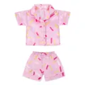 Pink sprinkle print doll pajama set, short sleeve top and shorts for 18 inch dolls and toys. - Pink Candy Style (Q18-982-03) / Set