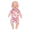 Cute pink strawberry print doll pajamas set, short sleeve shirt and shorts for 43cm doll. - Strawberry Print Style (Q18-982-04)