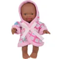 Muñeca bebé negra de 5.5 pulgadas muñeca reborn de vinilo con albornoz rosa con capucha - Estilo Albornoz Rosa (ST-Q5-009C)
