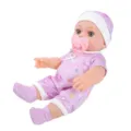 Bambola reborn in vinile morbido da 12 pollici con grazioso vestito viola e ciuccio. - Set Bambola Combo