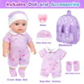 12 zoll baby puppe set mit niedlicher kleidung rucksack schnuller und zubehoer fur kinder. - 12-Zoll Puppen-Set / Lila Blumenstil (TM-313)