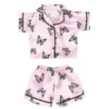 Cute 18 inch doll pajamas set, 43cm doll satin sleepwear with lovely butterfly print. - Colorful Butterfly Style (Q18-982-05)
