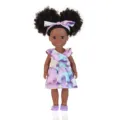35cm 14 inch black baby doll cute afro curly hair toy with purple star dress and headband - 35cm/14 inch / Purple Starry Dress (ST-Q14-277A)