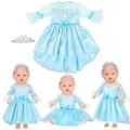 43cm Doll Princess Dress Set Cute Snowflake Outfit Baby Toy Clothes Accessories - Blue Princess Dress (Q18-981)