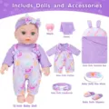 12 Zoll Reborn Baby Puppe Set mit niedlicher Kleidung, Schlafsack und süßem Zubehör. - Lila Macaron Volles Luxus Set (TM-312) / 12-Zoll-Puppenset