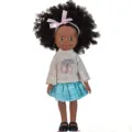 10 inch black baby doll reborn vinyl cute curly hair toy doll with dress and cute shoes. - Cherry Sweater Style (ST-Q10-072C)