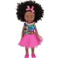 10 Inch African Black Doll Vinyl Simulation Baby Doll Toy Cute Curly Hair Pink Dress - Pink Sequin Skirt Style (ST-Q10-071C)