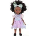 10-inch African black baby doll featuring curly hair and cute purple dress variant style - Purple Gauze Skirt Style (ST-Q10-070C)